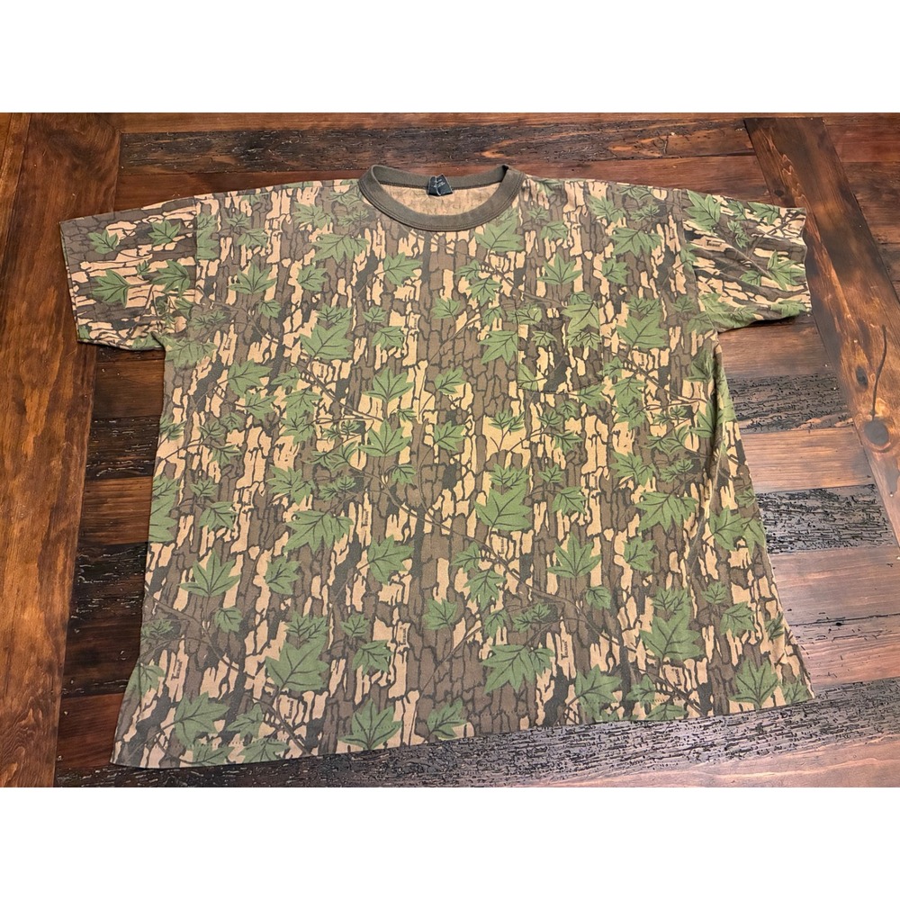 Ace Sportswear Camo Tshirt Vintage Ringer Short Sleeve Outdoor Hunting Gear XXL